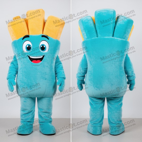 Cyan vibrant french fries mascot - Masticot.com