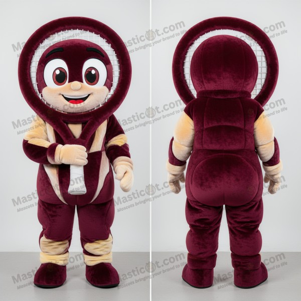 Maroon Oversized Tennis Racket Mascot - Masticot.com