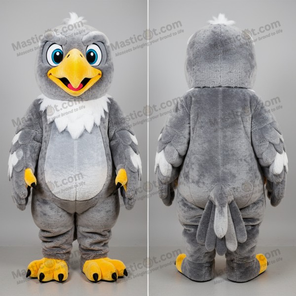 Charcoal & Sky Blue Cartoon Haasts Eagle Mascot -