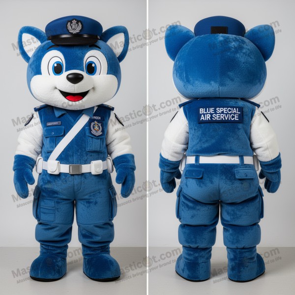 Vibrante blauwe Special Air Service mascotte - Speciale Luchtservice - MASTICOT_877 - Masticot.com