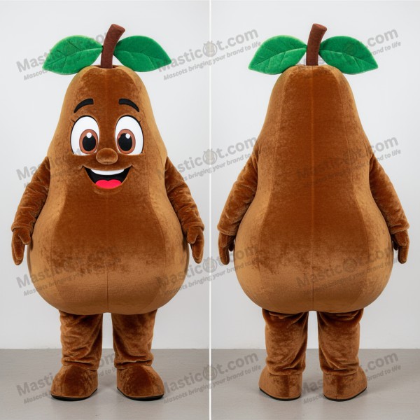 Brown Velvety Cartoon Pear Mascot - Masticot.com