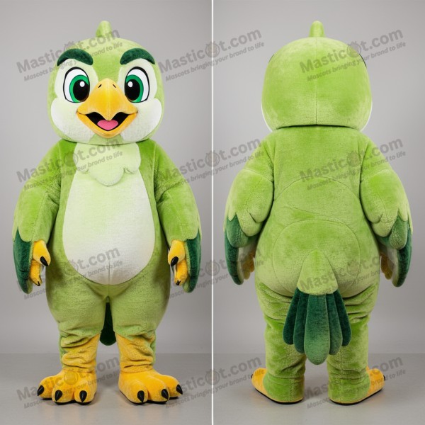Lime green feathered falcon mascot - Masticot.com