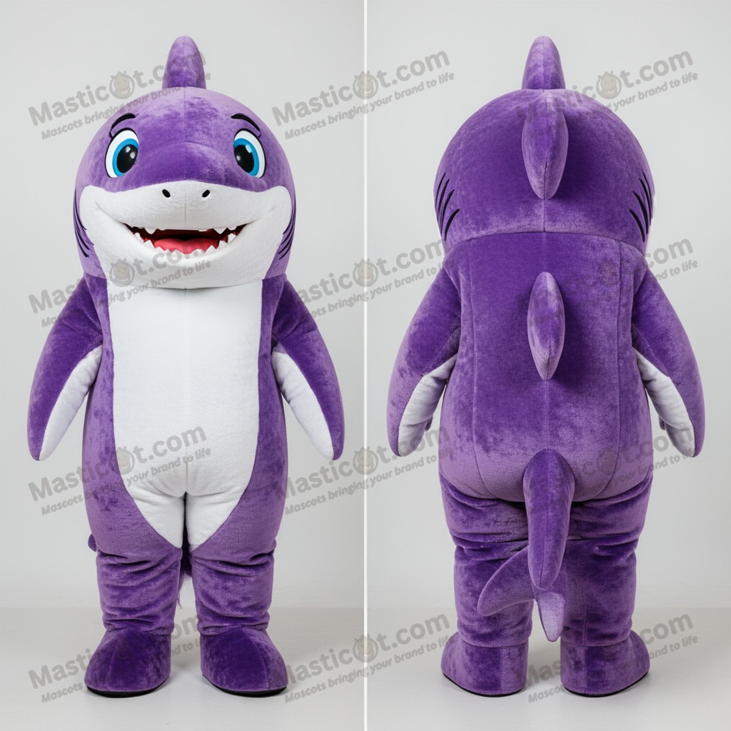 Purple Cartoon Shark Mascot - Masticot.com