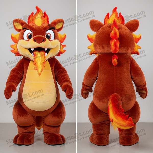 Rust Orange Grinning Fire Eater Mascot - Masticot.com
