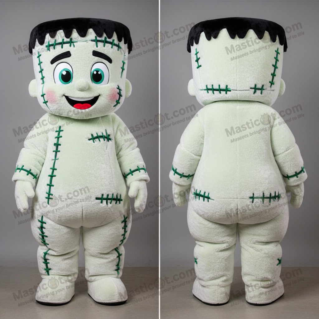 Mascotte Frankenstein en Velours Blanc Brodé - Masticot.com