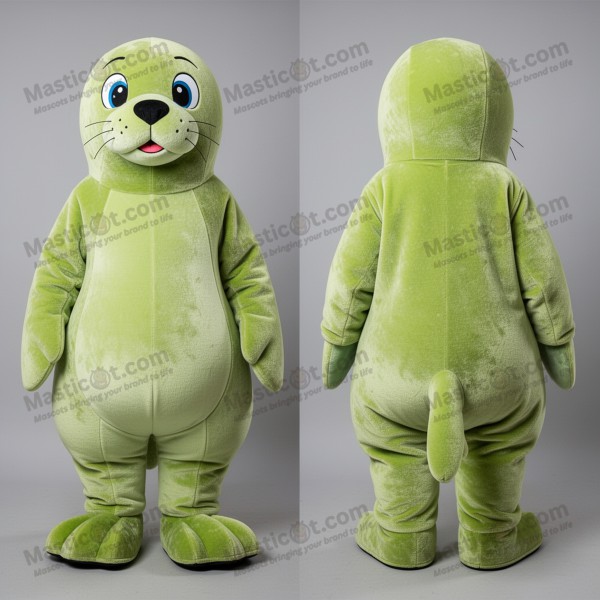 Mascotă Leu de Mare Verde Lămâie cu Desen Animat -