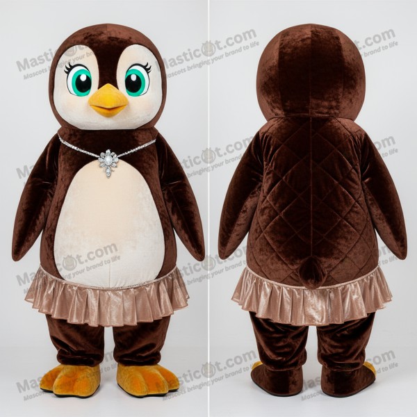 Mascota de Pingüino Acolchado Marrón Chocolate -