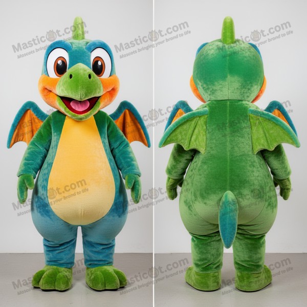 Olive Green Cartoon Pterodactyl Mascot - Masticot.com