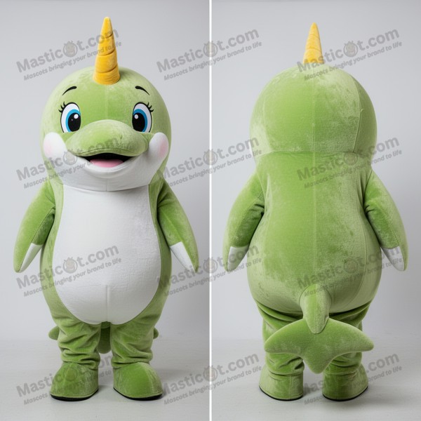 Lime green playful narwhal mascot - Masticot.com