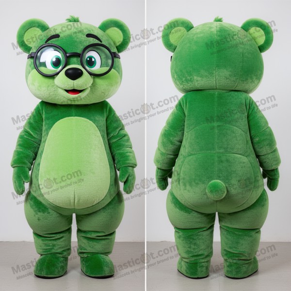 Emerald Green Friendly Spectacled Bear Mascot - Masticot.com