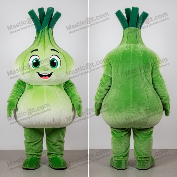 Emerald green broad shouldered onion mascot - Masticot.com