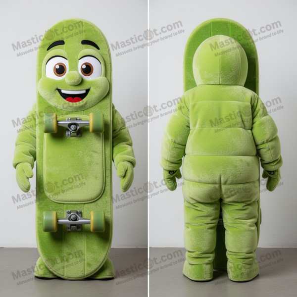 Lime green playful skateboard mascot - Masticot.com
