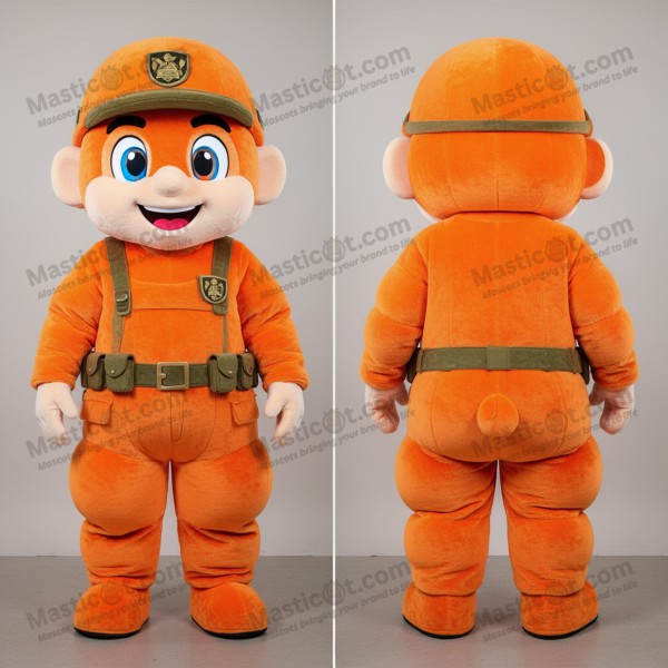 Vibrant Orange Cartoon Soldier Mascot - Masticot.com