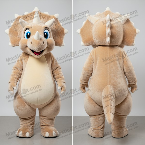 Mascotă triceratops pufoasă bej - Masticot.com