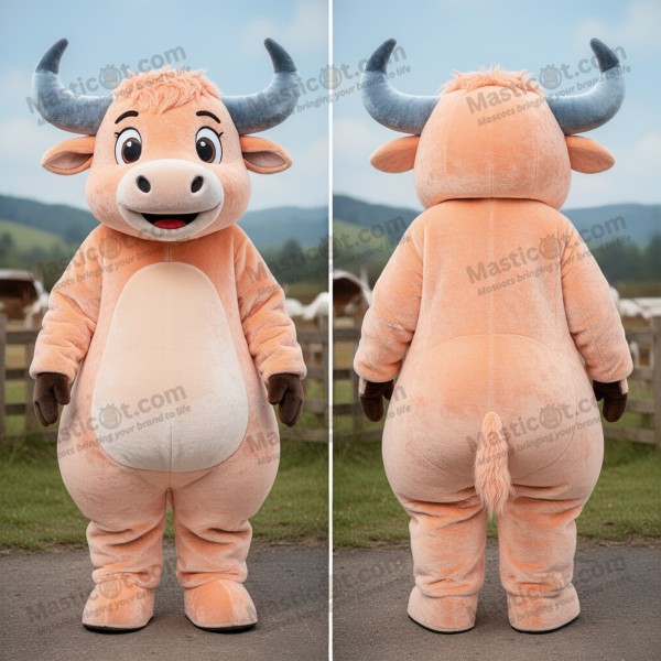 Peach velvety yak mascot - Masticot.com