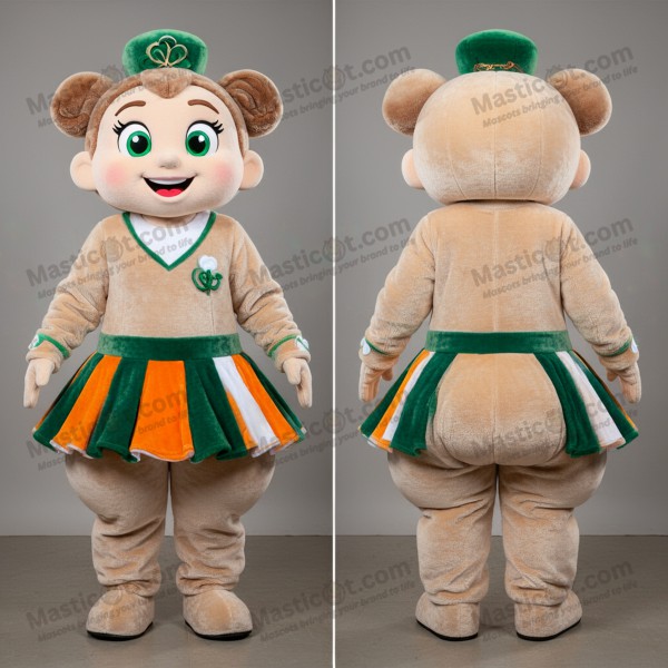Beige Velvet Flowing Irish Dancer Mascot - Masticot.com