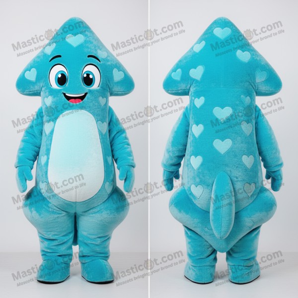 Cyan Heart-Patterned Arrow Of Love Mascot - Masticot.com