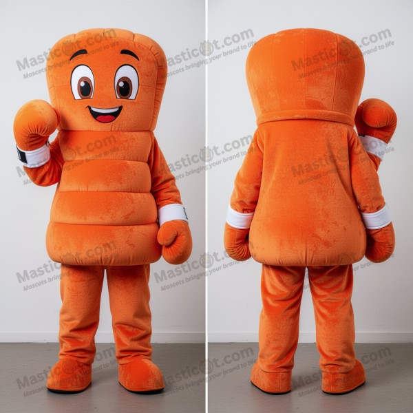 Rust orange wide eyed boxing glove mascot - Masticot.com