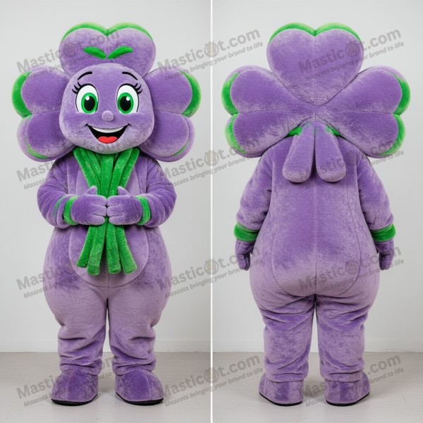 Lavender Green Cartoon Bunch Of Shamrocks Mascot -