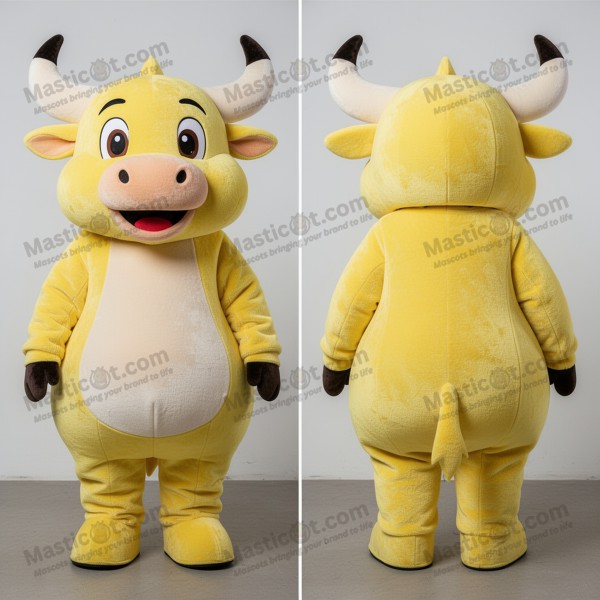 Mascota de toro acolchada en color amarillo limón -