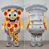 Silver Velvety Pizza Slice Mascot - Masticot.com