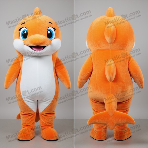 Bright Orange Smiling Dolphin Mascot - Masticot.com