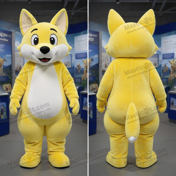 Lemon Yellow Cartoon Dingo Mascot - Masticot.com