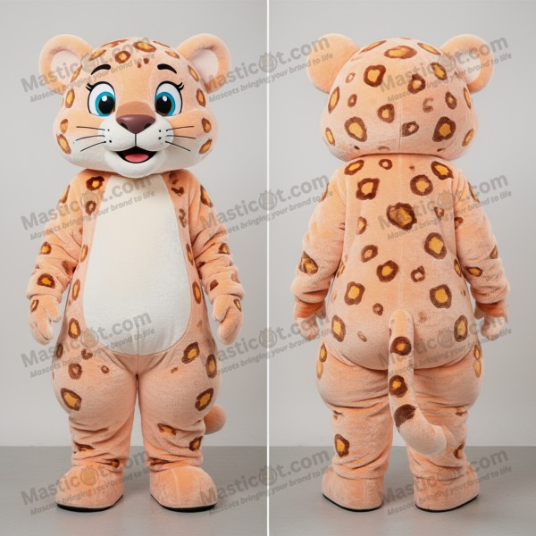 Peach Colored Soft Leopard Mascot - Masticot.com