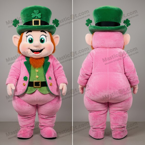 Pink Velvety Leprechaun Mascot - Masticot.com