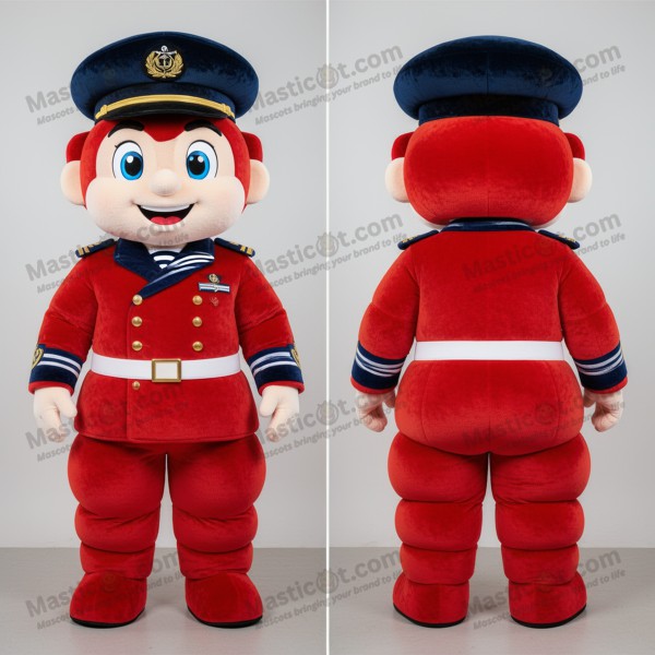 Karmosin Rød Marine Soldat Maskot - Masticot.com