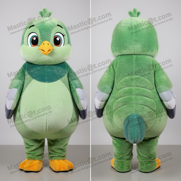 Měkký zelený kulatý maskot holuba stěhovavého - Masticot.com
