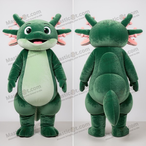 Forest Green Smiling Axolotls Mascot - Masticot.com
