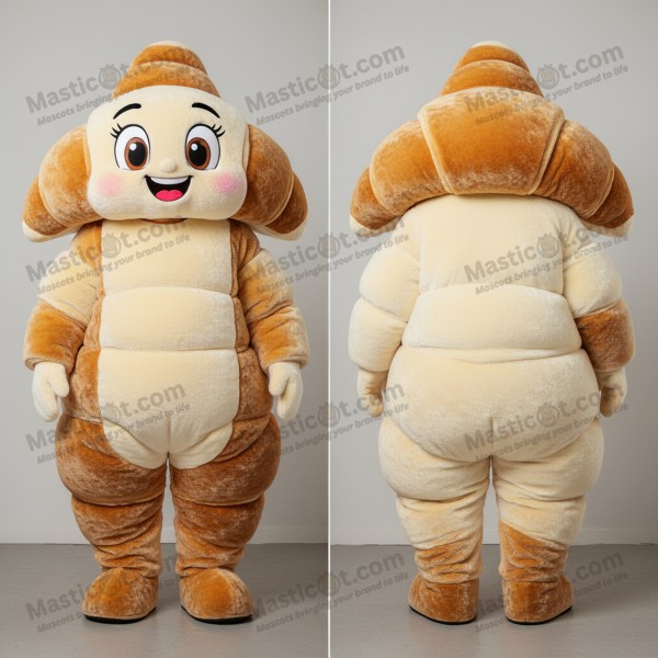 Boterzachte Gouden Pluche Croissant Mascotte met