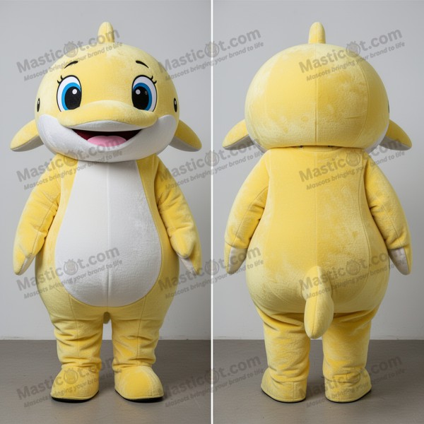 Žlutá velryba s úsměvem - maskot - Masticot.com