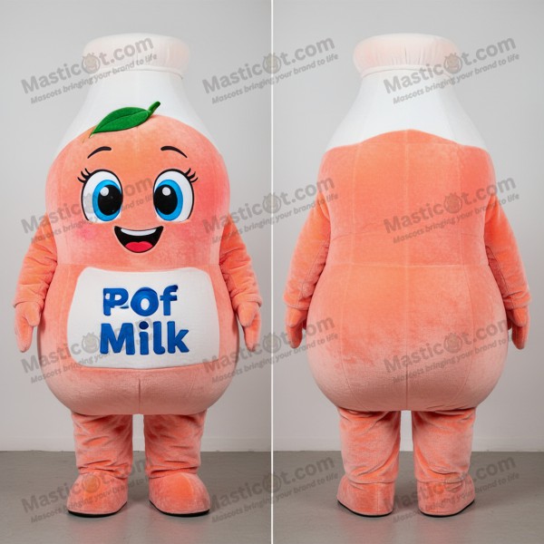 Creamy white velvety bottle of milk mascot - Masticot.com