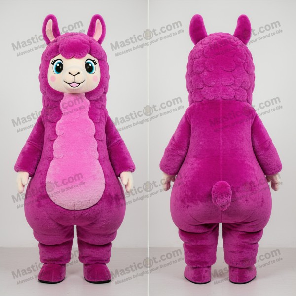 Magenta velvety alpaca mascot - Masticot.com