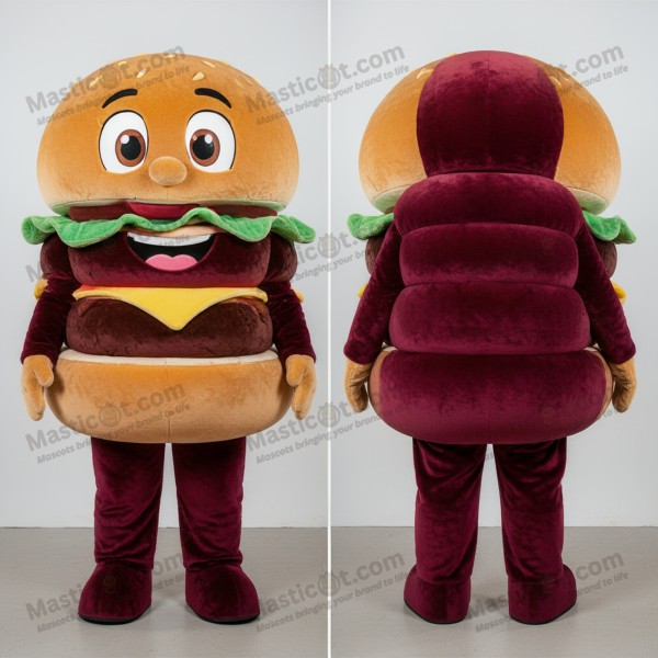Rødbrun Padded Cartoon Burgers Maskot - Masticot.com