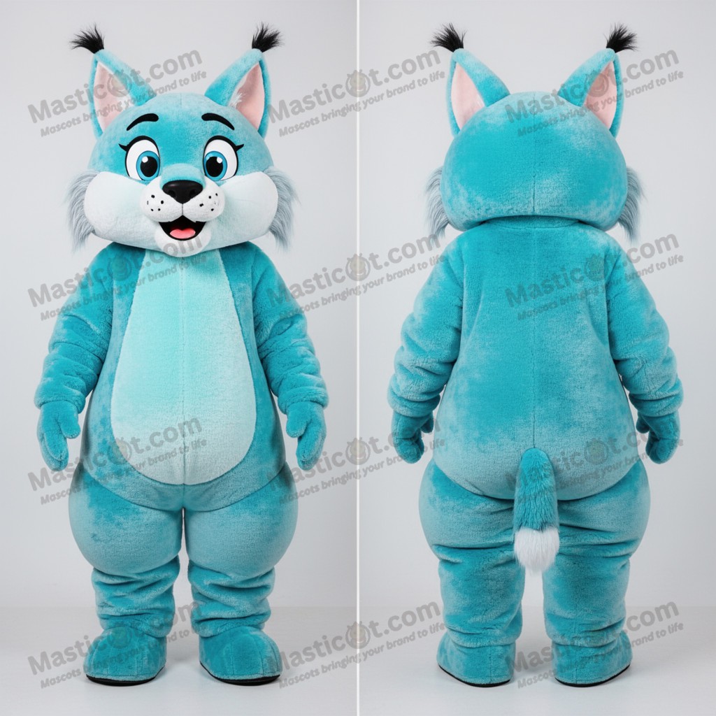 Cyan Cartoon Lynx Mascot - Masticot.com