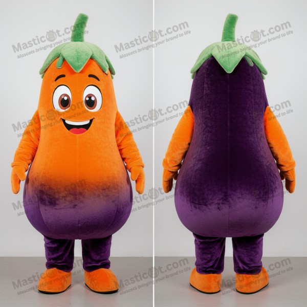Vibrant Orange Rounded Eggplant Mascot - Masticot.com