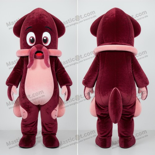 Maroon plush squid mascot - Masticot.com