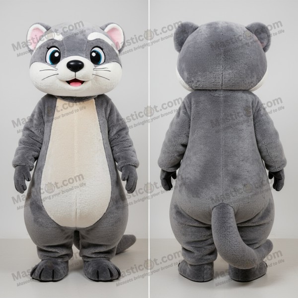 Graues Frettchen-Maskottchen aus samtigem Fleece mit