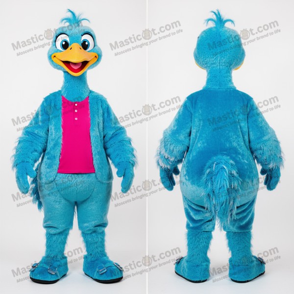 Cyan plush ostrich mascot - Masticot.com