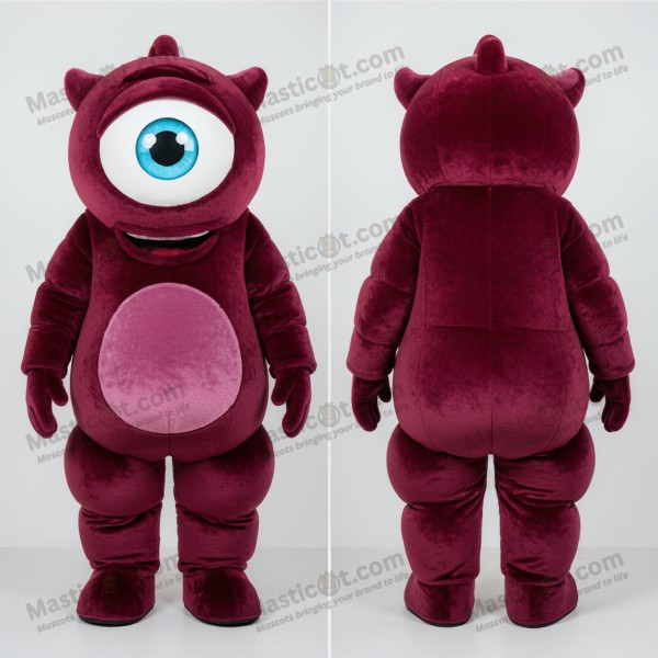 Maroon Velvety Cyclops Mascot - Masticot.com