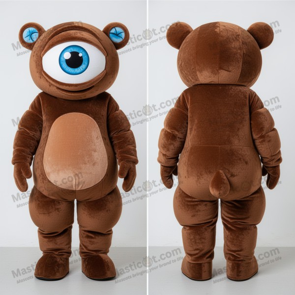 Brown velvety cyclops mascot - Masticot.com