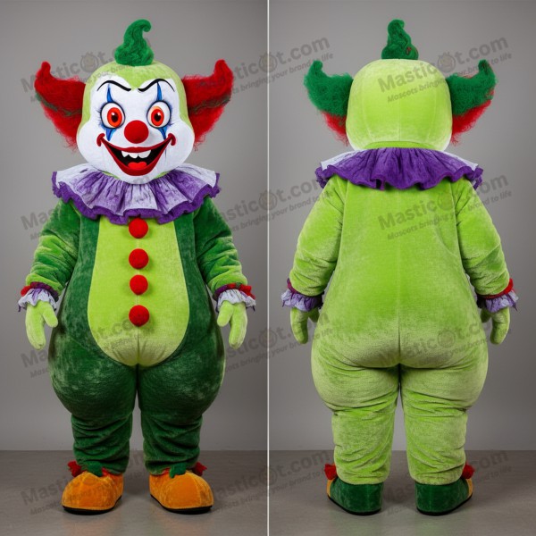 Lime Green Spooky Evil Clown Mascot - Masticot.com