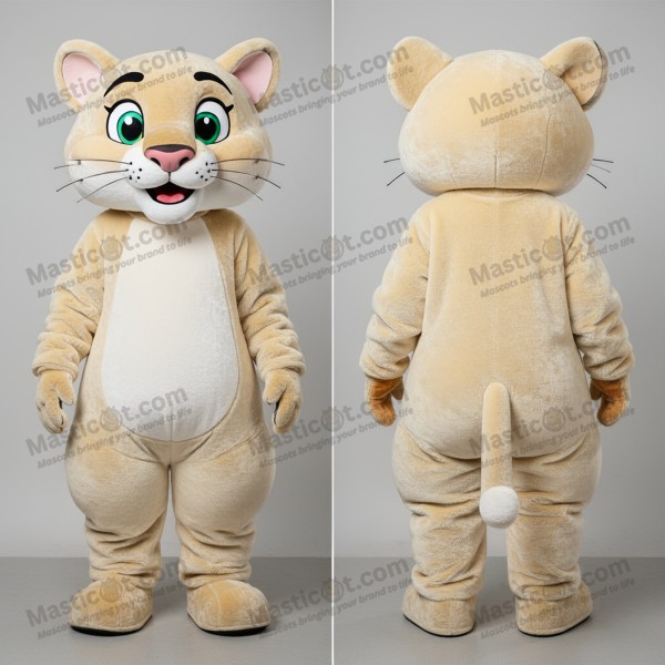 Cream velvety puma mascot - Masticot.com
