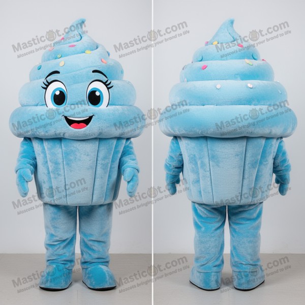 Sky Blue Velour Cupcake Mascot - Masticot.com