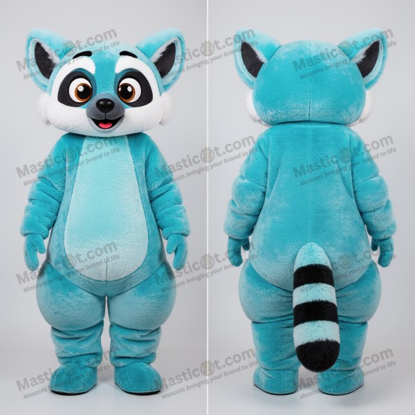 Cyan Velvety Cartoon Lemur Mascot - Masticot.com