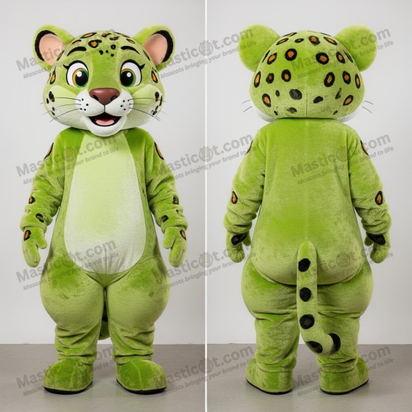 Lime Green Cartoon Jaguarundi Mascot - Masticot.com
