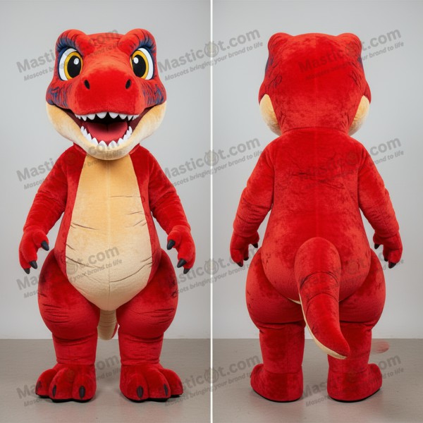 Plüsch-Kartoon-Velociraptor-Maskottchen in Rot -